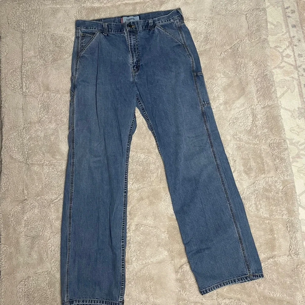 Levis Mens Carpenter Jeans Medium Wash Blue Cotton Workwear Baggy Y2K 36x32